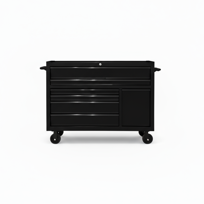 Black tool chest on a white background